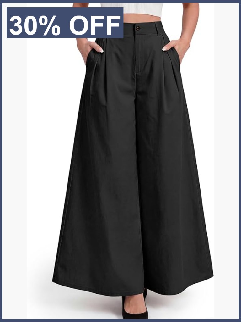 High Waisted Wide Leg Palazzo Work Pants With Pockets
